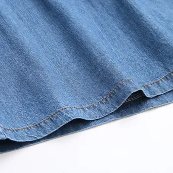 Letné Ženy Šaty Nadrozmerná 2021 Módne Ležérne Oblečenie Voľné Krátky Rukáv Jeden Kus Jednoduché Výstrihu Duté Sa Džínsové Šaty