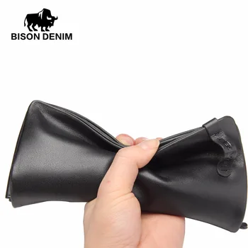 BISON DENIM fashion luxusné originálne kožené mužov peňaženky dlho cowhide obchodné muž držiteľa karty v kabelke peňaženku