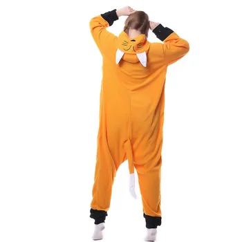 Fleece Nick Fox Onesie Dospelých Pyžamo Cartoon Orange Lowrie Sleepwear Kostým Strany Žien Cosplay Zime Teplé Pyžamo Onesies