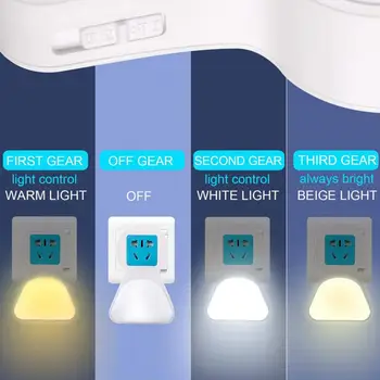Multifunkčné LED Nočné Svetlo Súmraku do Úsvitu Senzor 3 Svetelné Módy s Nabíjačku USB Porty a 2 Zásuvky pre Nabíjanie Telefónu