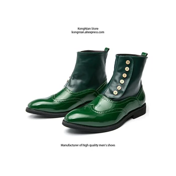 38~46 Topánky mužov pohodlné značky módne Členkové topánky 2020 kožené topánky veľká veľkosť Chelsea boots black pevné mužov, kožené topánky