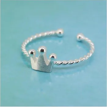 925 Sterling Silver Twist Cisárskej Koruny Otvoriť Prstene Pre Ženy Hypoalergénne Módne Dievča Mincový striebro-šperky Anel RS080