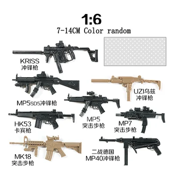 1:6 zbrane MP7 & MP5 & Dýku MP40 & UZI KRISS samopal & HK53 CABBEEN & MK18 Vojenské model puška montáž 8 ZBRANE/VEĽA