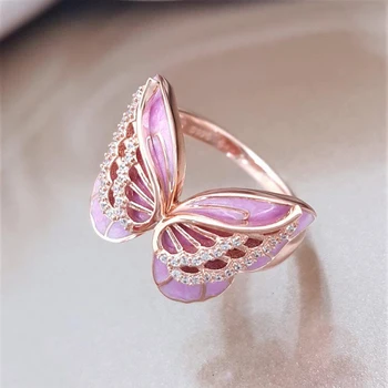 Zlato Ružovej Farby Motýľ Tvar Krúžky Nový Dizajn, Módne Šperky pre Ženy Strany Dovolenku Dary