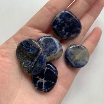 Prírodné Modré Sodalite Crystal Palm Kameň Čakier Reiki Kryštály Uzdravenie Amulet Palmstone Domova Remesiel Zber