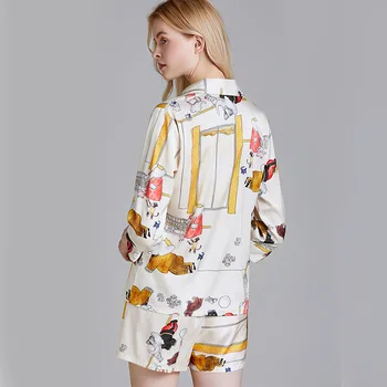 2020 nové módne pyžamá ženy jar leto hodváb pyžamo vyhovovali šortky bežné domáce oblečenie žien saténové pyžamá 2 dielna sada PJ