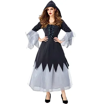 Čierne šaty s Spp Žena Čarodejnice Cosplay Žena Halloween Čarodejnice Kostýmy Karneval Purim Maškaráda Bar Úlohu hrať party šaty