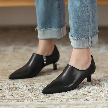 Smeeroon 2020 nové dorazí office šaty topánky ženy čerpadlá top kvalita pravej kože obuv ukázal prst zip jednej topánky dámske