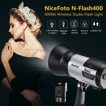 NiceFoto N-Flash 400 400Ws Bezdrôtový Štúdiový Blesk Flash Svetlo Lampy 1/8000s HSS Bowens Mount s vstavaná 6000mAh Batéria