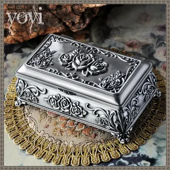 Obnovenie Dávnych Kórejské A Európske Štýl Krásne Princezná Šperky Box Rose Kovové Ozdoby Prijať Box Make-Up Box Box Krúžok