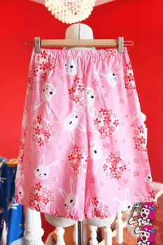 Super Roztomilý Japonské Kimono Yukata Blúzka + Šortky Kawaii Králik&Sakura Vzore Sleepwear Domáce Oblečenie Cosplay Zadarmo Veľkosť Pink&Blue
