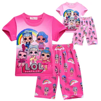 L. O. L. PREKVAPENIE! Lol Bábiky Baby Dievča Oblečenie Set tričko + krátke Nohavice 2ks Detí Dieťa Topy Tee Tričko, Krátke Nohavice Sleepwear