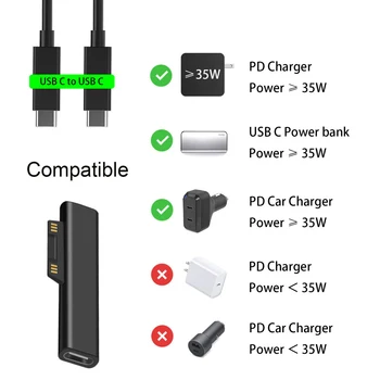 USB Typu C Ženské PD Rýchle Nabíjanie Konektor Converter Pre Povrchovú Pro 3 4 5 6 Ísť Konektor Pre Povrchovú Knihy USB-C Ženské Adaptér