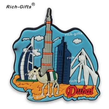 OEM/ODM Prispôsobené Reklamné predmety S Vašim Logom Dekorácie PVC Magnety na Chladničku so suvenírmi Burj Al Arab v Dubaji