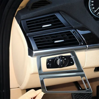 Auto Styling Uhlíkových vlákien Na BMW X5 X6 E70 E71 Predný rad Panel klimatizácie Zásuvky Rám Týka Nálepky Auto Príslušenstvo