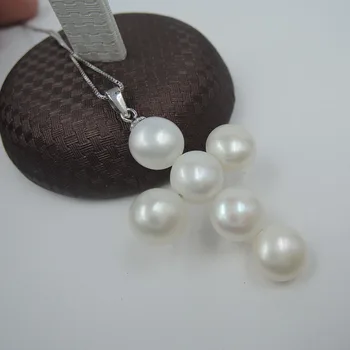 Príroda sladkovodné AAAA perlový náhrdelník s príveskom 925 silver chain-cross tvar