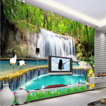 Wellyu Prispôsobené veľké nástenné maľby Rieky Zdravie a vodopád, vodopády 3D TV pozadí steny netkaných tapiet