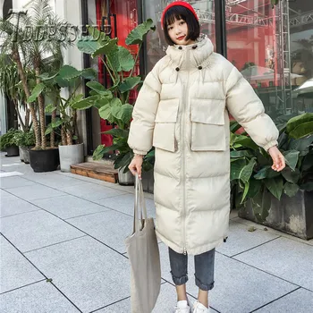 2019 Zimné Ženy Nadol Bunda Pevné Voľné Vrchné Oblečenie Pre Office Lady Parkas