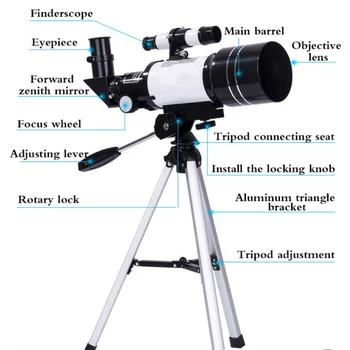 F30070 Astronomickému Teleskopu Profesionálne Zoom HD Nočné Videnie 150X Lomu Deep Space Mesiac Sledovanie Astronomic