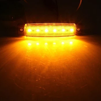 10X 12V 6LED Bočné Obrysové Svetlá Ukazovatele Lampa Truck Príves, Autobus, Loď (Farba:Žltá)