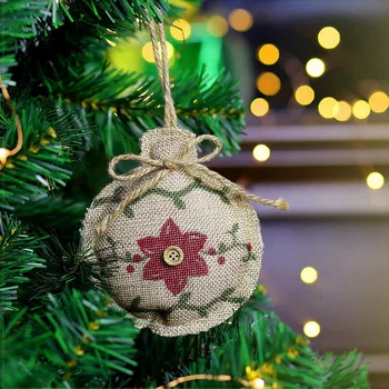 Rustikálny Ozdoby na Vianočné stromčeky Osadenie Dekorácie Vrecoviny Krajiny Vianočná Pančucha Loptu Strom Bell s Červenými a Zelenými Holly L