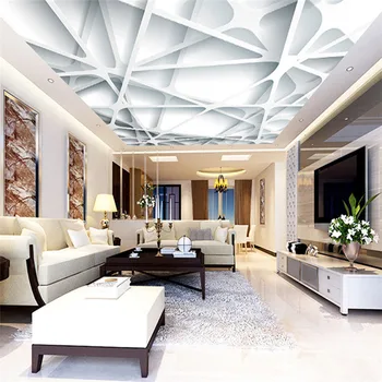 3D moderný minimalistický strop tapety obývacia izba, spálňa penzión steny biele mreže strope haly vlastné fresco