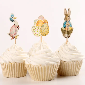 Balenie fof 24 Krásny Duck Bunny Králik Vajcia Cupcake Vňaťou Veľkonočné Jedlo Palice Domácej Strany Dodávateľa
