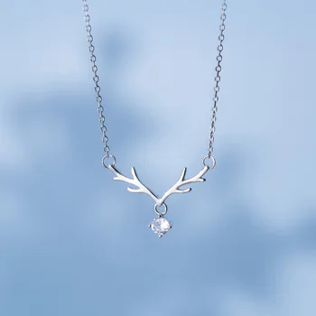 925 Sterling Silver Crystal Jeleň Elk Choker Príveskom Náhrdelník Pre Dievča Ženy Vyhlásenie, Svadobné, Vianočné Šperky dz590