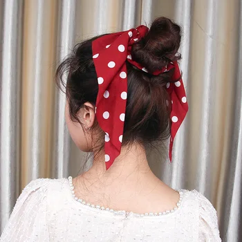 Letná Móda Tlačené Vlasy Scrunchie Multi Color Ženy Elastické Hairband Dot Kvetinový Vzor Vytlačené Čela Vlasy Lano