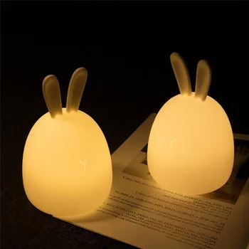 7 Farby Silikónové Bunny Lampa LED Nočné Svetlo LovelyRabbit USB Nabíjateľné Dotykový Snímač Farebné Nočné Lampy, Dekorácie, Darčeky