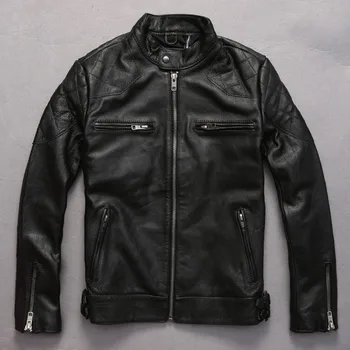 Nové modely David Beckham rovnaké stye reálne kožená bunda mužov vintage cowskin módna bunda na motocykel muž kožené kabáty