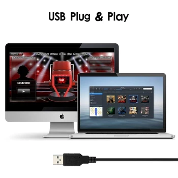 USB Mikrofón s LED Svetlom pre PC Počítač, Notebook Notebook Ploche Herné Chatovanie YouTube Redukcia Šumu Mikrofónu