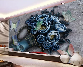 Beibehang Vlastnú tapetu 3D kvetinovým motýľ plastický, TV joj, nástenné maľby, 3D obývacej izby, spálne dekorácie 3d tapety