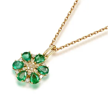 Luxusné Kvetinové drahé kamene Smaragd green crystal zirkón diamanty prívesok náhrdelníky pre ženy 18k zlata farba choker šperky bijoux