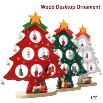 Vianočný Stromček Ploche Ornament S Žehlička Bell DIY Strom Ornament Vianočné Dekorácie Strany Úradu Dreva Vianočný Stôl A3L9