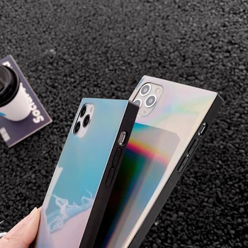 Gradient Dúhový Lesk Laser Mäkké TPU Telefón puzdro pre iPhone 12 Mini 11 Pro XS Max XR 7 8 Plus Námestie Shockproof Kryt Plášťa