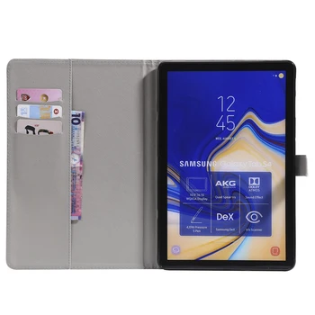Móda 3D Tlač Štýl Kože Flip Peňaženky puzdro Silikón Shell Coque Funda Pre Samsung Galaxy Tab S4 10.5