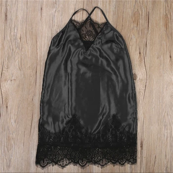 S-XL Veľkosť Odev Sexy Sleepwear Noc tvaru Popruhy Patchwork Nastaviteľné Kvetinová Čipka Špagety Nightdress Ženy