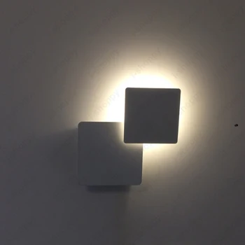Vnútorné 5W Akryl LED Wall Mount Svietidlo Otočná Námestie Lampa Black/White Shell Spálňa Krok