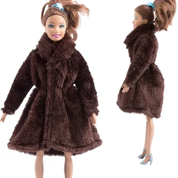 Tmavo Hnedé Zime Nosiť Kabát Pre Bábiky Barbie Oblečenie, Oblečenie Oblečenie Šaty Pre Bábiku Barbie 1/6 BJD Bábika Príslušenstvo Deti Hračka