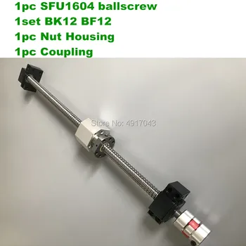 SFU1604 Ballscrew Súbor : 16 guľôčkovej skrutky SFU1604 300 k 1000 mm konci Obrábané +Ball Nut + BK12 BF12 Podpory + cnc časti
