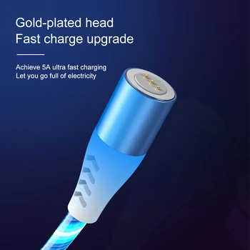 1m Magnetické nabíjanie Mobilného Telefónu Kábel 5A USB Typu C Svetelný Tok Osvetlenie 8 Pin Údajov kábel na iPhone Huawei LED Micro Kable