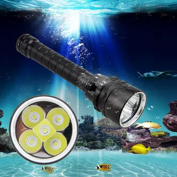 Podvodná 100m 2500 lm 5xT6 LED Hliníkové Potápačská Baterka Pochodeň Svetla +2x18650 Batérie + Nabíjačka