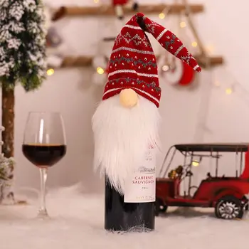 Vianočné Ozdoby Nové Anonymný Starý Muž Bábika Fľaša Vína Kryt Lesník Červené Víno Taška Tvorivé Šampanské Pokrytie Rôznych Štýlov