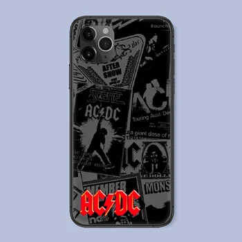 AC DC Rocková Kapela Telefón puzdro Pre Iphone 4 4s 5 5S SE 5C 6 6 7 8 Plus X XS XR 11 12 Mini Pro Max 2020 black Coque Celkom Späť