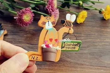 Mačka v Záhrade, na Novom Zélande Turistické Cestovné Suvenír Drevené Chladnička Magnet Plavidlá