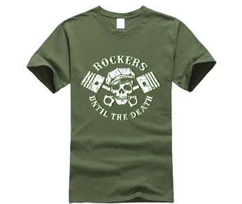 Zábavné Oblečenie Bežné Krátky Rukáv Tshirts ROCKERI Až do Smrti Rock ' n ' 'roll Rockabilly 50 Vintage Motocykel T-shirt Tees