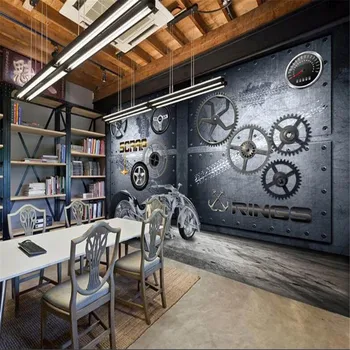 Milofi vlastné 3D nástenná maľba Európske a Americké priemyselné stroje motocyklové prevodovky, bar, reštaurácia, sexi pozadia na stenu