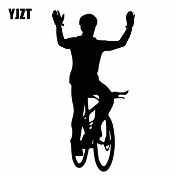YJZT 8 CM*15.6 CM Veľmi Ťažké Zručnosti Bicykel na Koni S Rukami Hore Vinly Odtlačkový Cool Auto Nálepky Čierna/Strieborná C27-0874