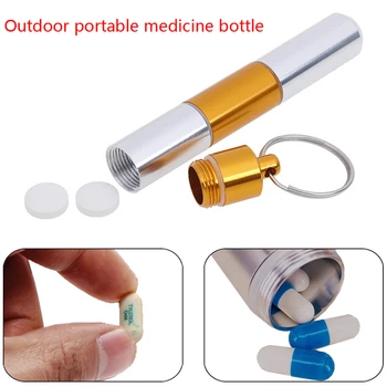 Hot Predaj Hliníka Pilulku Prípade Vonkajšie Keychain Vrecku Pilulku Držiteľ Kontajner Medicíny Box